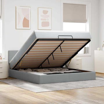 vidaXL Bed met matras 160x200 cm stof lichtgrijs, Verzenden, 200 cm, 160 cm, Nieuw