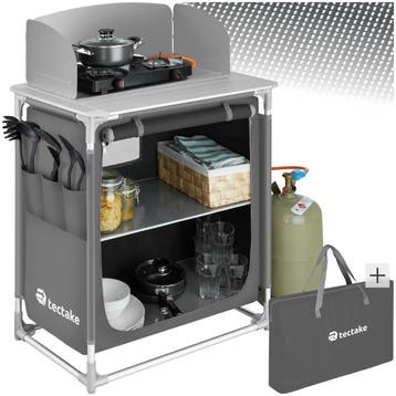 Aluminium kampeerkeuken 76 x 53,5 x 107 cm - grijs, Caravans en Kamperen, Kampeeraccessoires, Verzenden, Nieuw