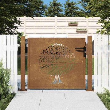 vidaXL Poort 100x100 cm boomontwerp cortenstaal, Verzenden, Nieuw