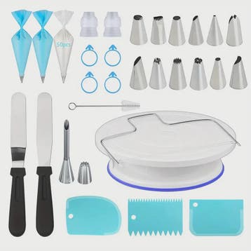Professionele Taart Decoratie Set: 80 Delig met Draaiplateau, Verzenden, Nieuw