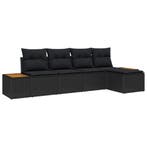 vidaXL Tuinbankenset met kussen 5 pcs Zwart Poly riet, Verzenden, Nieuw, Rotan