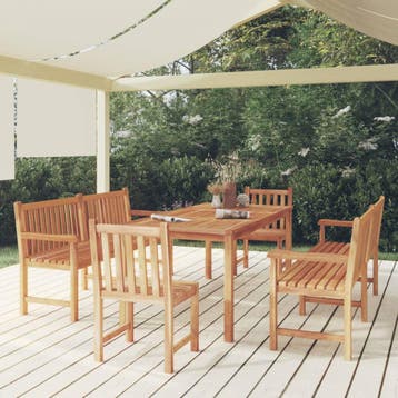 vidaXL 5-delige Tuinset massief teakhout, Verzenden, Nieuw, Teakhout, Tuinset