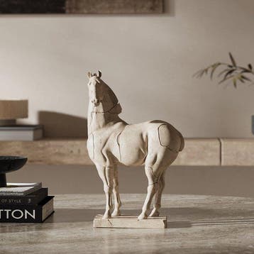 sculptuur, Marble Fragment Horse — Cracked Stone Effect, Antiek en Kunst