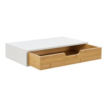 Wandplank met lade Bokn bamboe 40x24x8 cm wit [en.casa], Verzenden, Nieuw