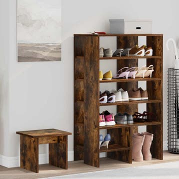 vidaXL Schoenenkast met plank 2 pcs Gerookt eiken Bewerkt, Verzenden, Nieuw