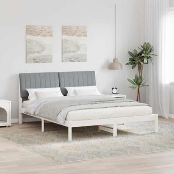 vidaXL Bedframe met hoofdeinde Wit 150 x 200 cm Massief, Verzenden, Nieuw, Wit, Hout