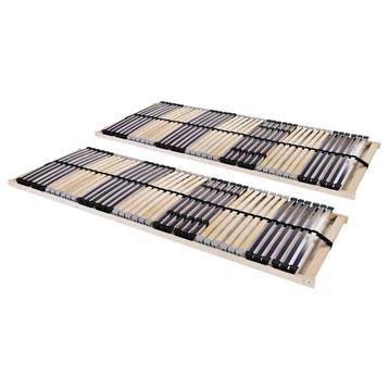 vidaXL Lattenbodems 2 st met 42 latten 7 zones 90x200 cm, 90 cm, Eenpersoons, Bruin, Verzenden