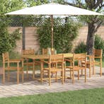 vidaXL Tuin eettafelset 7 pcs Bruin Massief Teakhout, Verzenden, Nieuw, 7 zitplaatsen