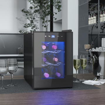 Compacte Wijnkoelkast voor 6 Flessen met LED-verlichting en, Verzenden, Nieuw