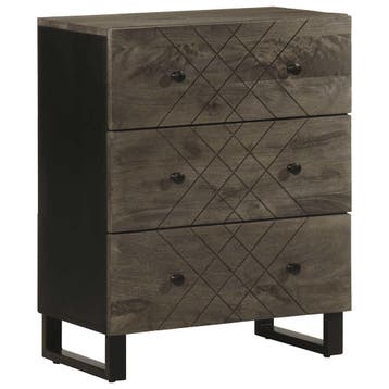 vidaXL Dressoir 60x33x75 cm massief mangohout zwart, Verzenden, Nieuw