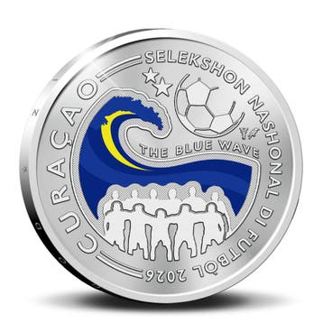 Curaçao 5 Gulden ‘The Blue Wave’  - Zilver Prooflike, Postzegels en Munten, Verzenden