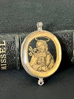 Metaal, rotskristal - Hanger - Antiek devotioneel medaillon, Antiek en Kunst