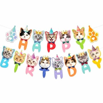 Banner Happy Birthday Cats XL, Verzenden, Nieuw