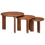 vidaXL Nest Koffietafels 3 pcs Honingbruin Massief Mango, Verzenden, Nieuw, 50 tot 100 cm, Minder dan 50 cm
