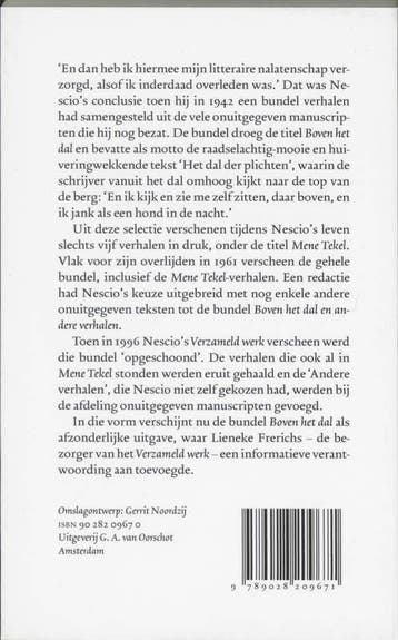 Boven het dal 9789028209671 Nescio, Verzenden, Gelezen, Nescio