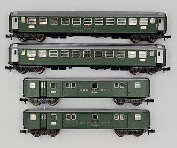 Minitrix N - 2× 13028, 2× 13027 - Modeltrein, Hobby en Vrije tijd, Modeltreinen | N-Spoor, Nieuw