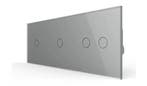 Livolo Touch Lichtknop Grijs Glas | Luxe Schakelaar 1+1+2 |, Doe-het-zelf en Verbouw, Elektra en Kabels, Ophalen of Verzenden