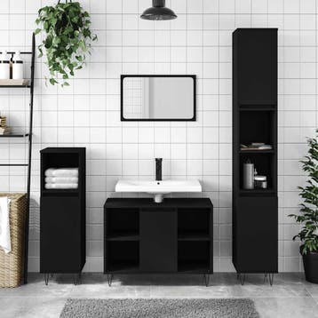 vidaXL Badkamerkast 80x33x60 cm bewerkt hout zwart, Verzenden, Nieuw