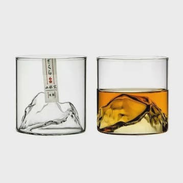 Set van 2 Whiskeyglazen met 3D Berg Design - Kristalhelder &, Antiek en Kunst, Verzenden