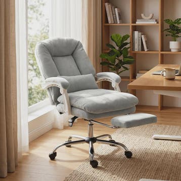 Ergonomische bureaustoel Velours Grijs met Lendesteun en Voe, Huis en Inrichting, Verzenden, Nieuw