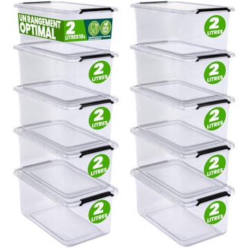 Opbergbox Transparant Set van 10 19,5x15x11,5cm 2L, Huis en Inrichting, Verzenden, Nieuw