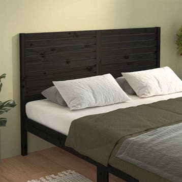 vidaXL Hoofdbord 126x4x100 cm massief grenenhout zwart, Verzenden, Nieuw, Zwart, Hout