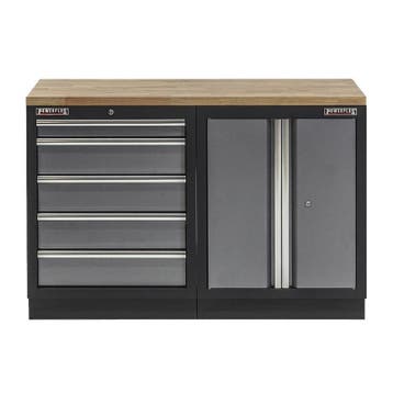 Werkbank set met hardhouten werkblad, werkplaatskast en 5, Ophalen of Verzenden, Nieuw