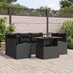 vidaXL Tuin Sofa Set met kussen 7 pcs Zwart, Verzenden, Nieuw, Rotan
