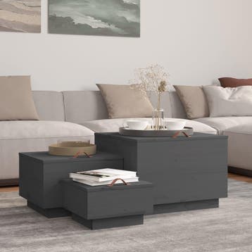 vidaXL Opbergboxen met deksels 3 st massief grenenhout grijs, Verzenden, Nieuw