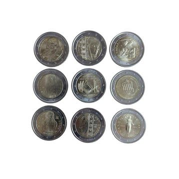 San Marino. 2 Euro 2007/2022 (9 moedas) (Zonder