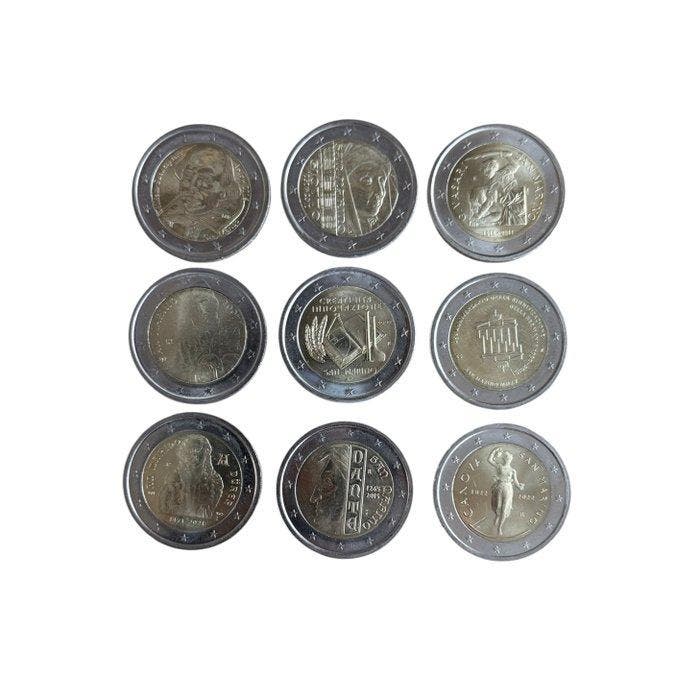 San Marino. 2 Euro 2007/2022 (9 moedas) (Zonder, Postzegels en Munten, Munten | Europa | Niet-Euromunten