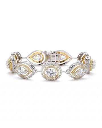 Tennis armband - 14 karaat Witgoud, Geel goud - 8.28ct. tw.