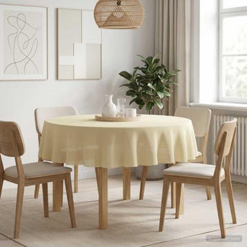 vidaXL Tafelkleed Rond Crèmewit Ø 180 cm Polyester, Huis en Inrichting, Tafelkleden, Verzenden, Nieuw