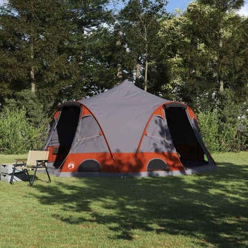 vidaXL Dome Tent voor 4 Personen 4-persoons Grijs en Oranje, Verzenden, Nieuw, Tot en met 2