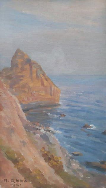 Arturo Abba (1881-1953), attribuito a - Scoglio a Posillipo
