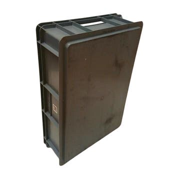 Stapelbak 600x400x155 mm, euronorm open handvat, donkergrijs, Gebruikt, 40 tot 60 cm, 50 tot 75 cm, Bak of Kist