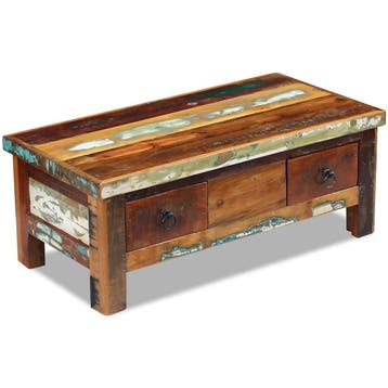 vidaXL Salontafel met lades 90x45x35 cm massief gerecycled, Minder dan 50 cm, 50 tot 100 cm, Verzenden, Nieuw