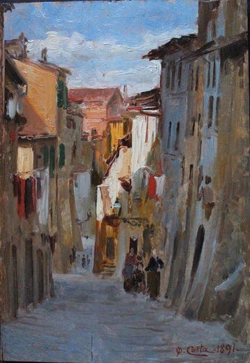 Oreste Costa (1851–1901) - Siena - Strada presso S. Domenico