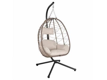Veiling - Polyrotan Hangstoel - Beige - Incl. onderstel, Nieuw