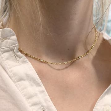 Gouden anker schakelketting met diamanten; 0,15 ct., Sieraden, Tassen en Uiterlijk, Kettingen, Gebruikt, Ophalen of Verzenden
