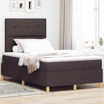 vidaXL LED Box Spring Bed met hoofdeinde Donkerbruin 120 x, Bruin, Verzenden, Nieuw, Twijfelaar