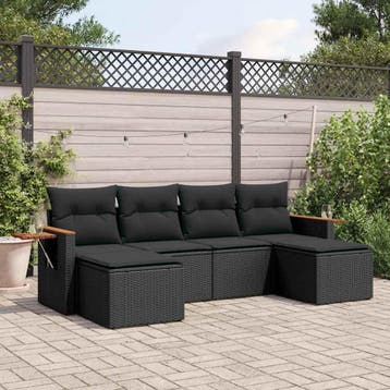 vidaXL Patio Sofa Set 6-zits Black, Verzenden, Nieuw