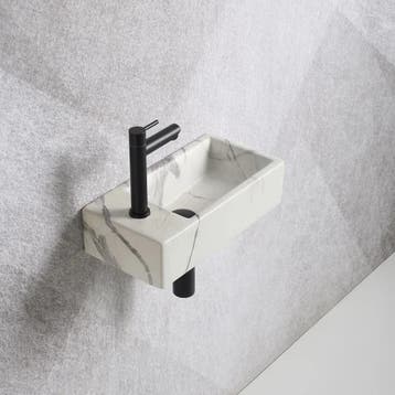 Fonteinset Mia 40.5x20x10.5cm marmerlook wit geaderd grijs, Verzenden, Nieuw