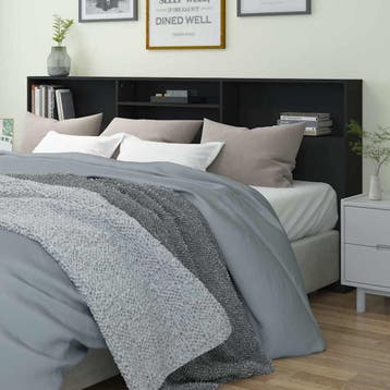 vidaXL Hoofdbordkast 220x19x101,5 cm zwart, Verzenden, Nieuw, Zwart, Hout