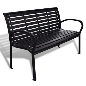 vidaXL Tuinbank 125 cm staal en HKC zwart, Tuin en Terras, Tuinbanken, Verzenden, Nieuw