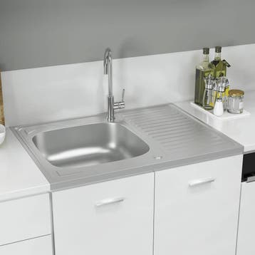 vidaXL Gootsteen met afvoerset 800x600x155 mm roestvrij, Verzenden, Nieuw