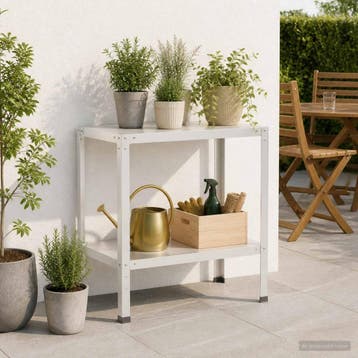 vidaXL Planttafel 100 x 50 x 80 cm Gepoedercoat staal Wit, Verzenden, Nieuw