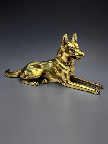 Figuur - 1920s German Sheperd -22cm - Messing, Antiek en Kunst
