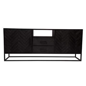 Dressoir Mangohout Kjeld 180 Zwart, Verzenden, Nieuw, Overige houtsoorten, Industriële meubels