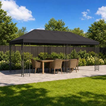 vidaXL Tuinprieel 6 x 3 m Antraciet Polyester en staal 190, Verzenden, Nieuw